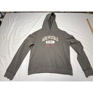 Aeropostale Logo Hoodie Fleece Pullover‎ Gray M